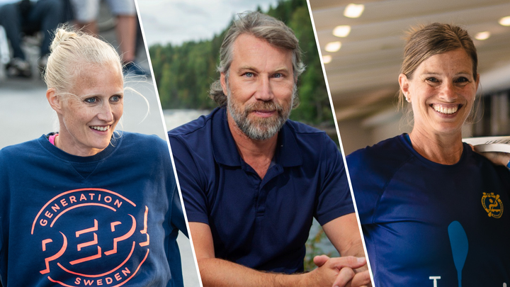 juryn för Parasportgalan 2024. Från vänster i bild: Klüft, Peter Forsberg och Helene Ripa.