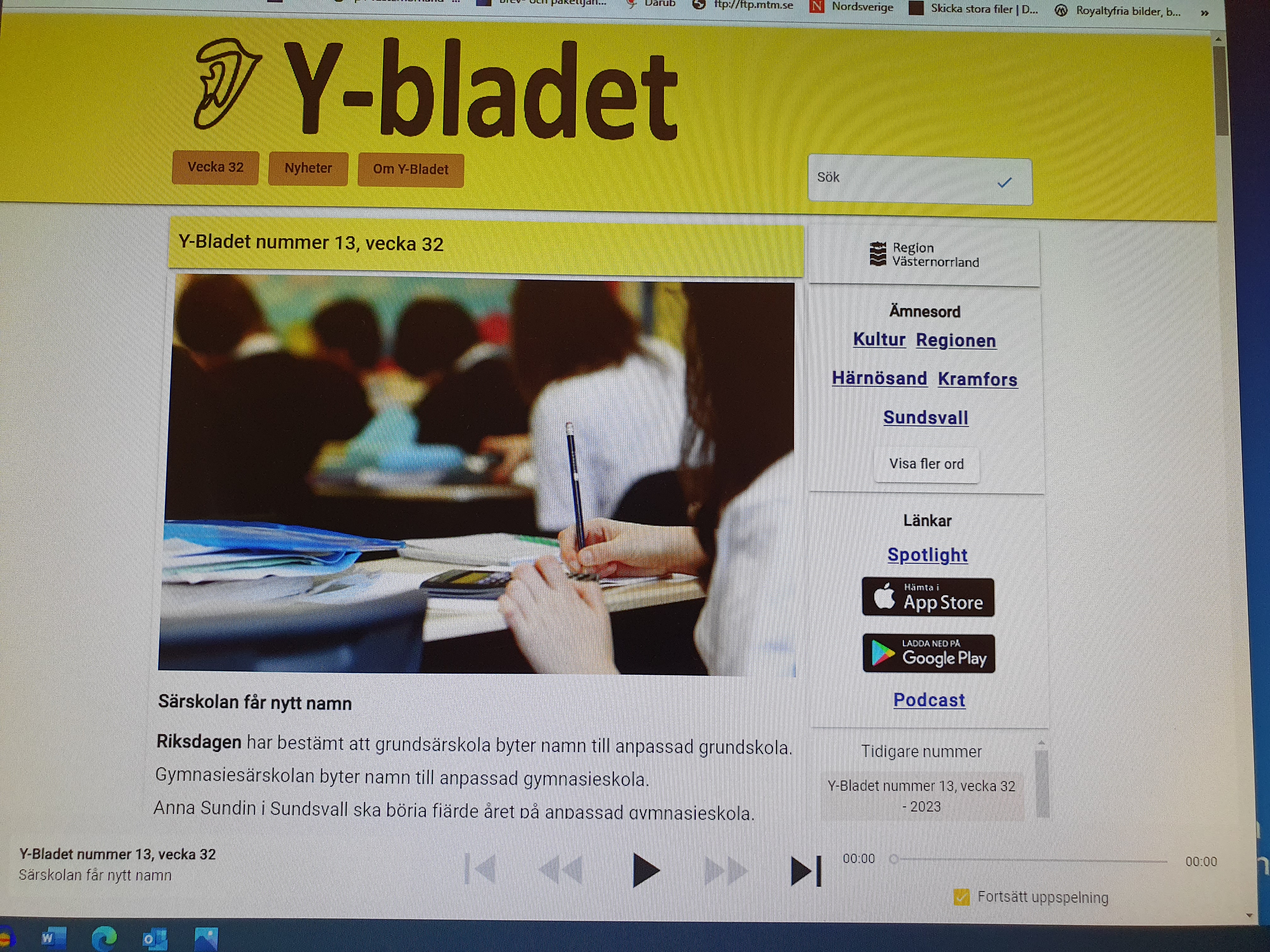 Y-bladets webbplats
